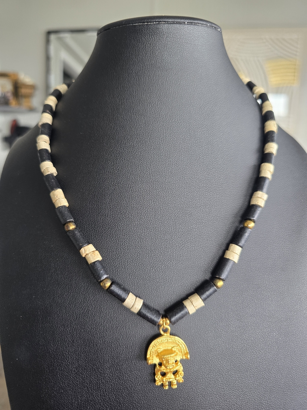 Thai Coconut Shell Amulet Necklace